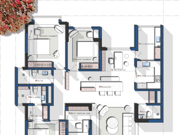 150㎡  三居室【两种方案】 CAD PSD 贴图
