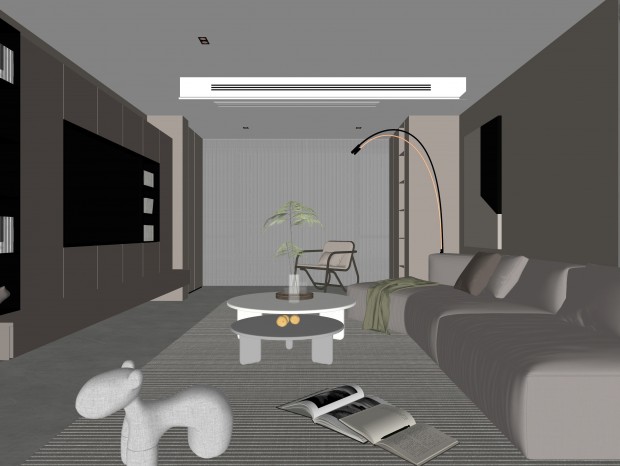 现代家居客厅 无主灯客厅 沙发组合 茶几组合 饰品