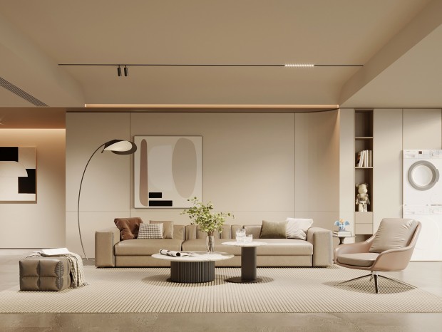 VR  现代 客厅 沙发茶几 背景墙