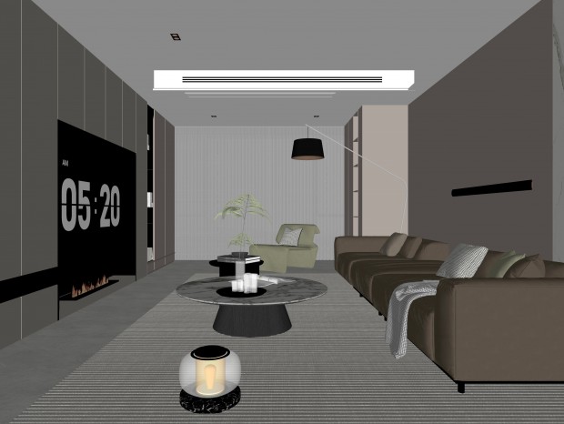 现代客厅 无主灯客厅 沙发组合 茶几组合 饰品
