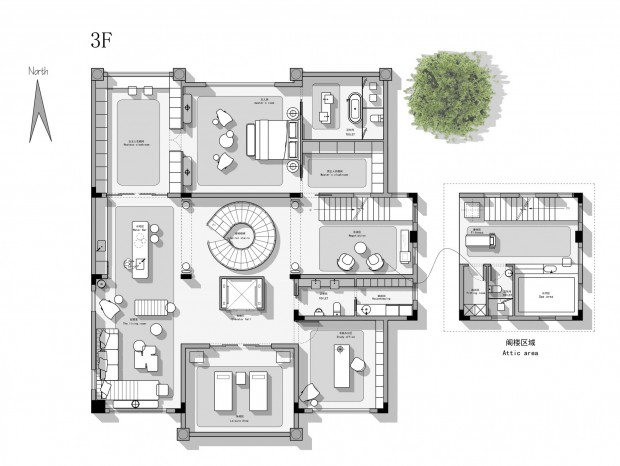 2742㎡独栋别墅 平面方案 CAD PSD