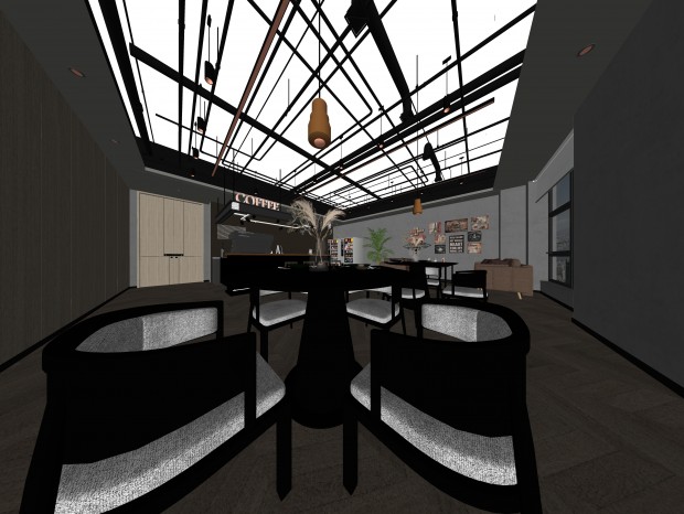 工业风咖啡厅SketchUp模型 渲染器：Enscape