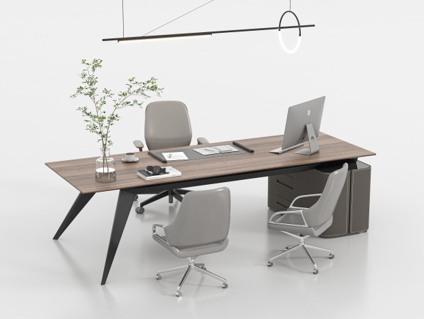 现代办公桌椅组合SketchUp模型 渲染器：Enscape